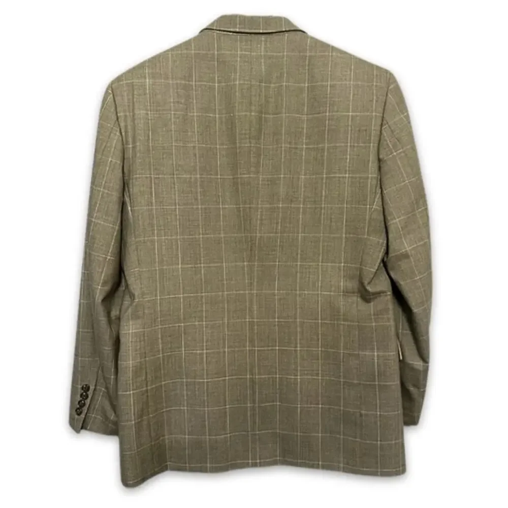 Evan Picone Suit Coat Window Pane Print Long Sleeves 3-Button Light Brown M 44R